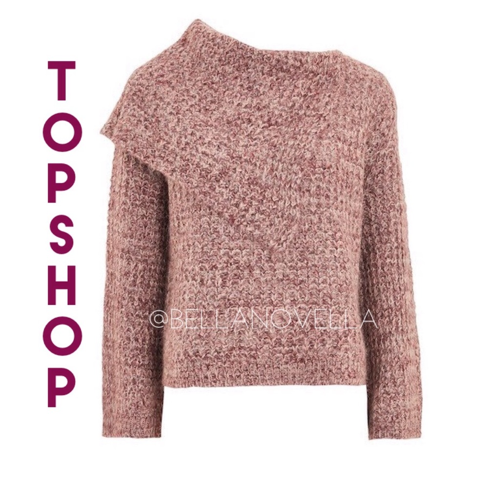 TOPSHOP PINK LOFTY ENVELOPE NECK SWEATER sz 8 US - Picture 3 of 9